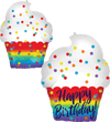 18" HBD Satin Cupcake Balloon