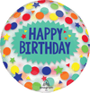 Printed Crystal Clear Happy Birthday Dots &amp; Stars