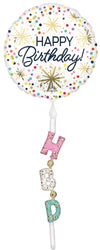 AirWalker Tail Confetti Sprinkle Happy Birthday Balloon